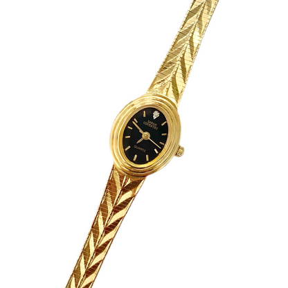 Dainty Gold-Tone Etched Band Watch