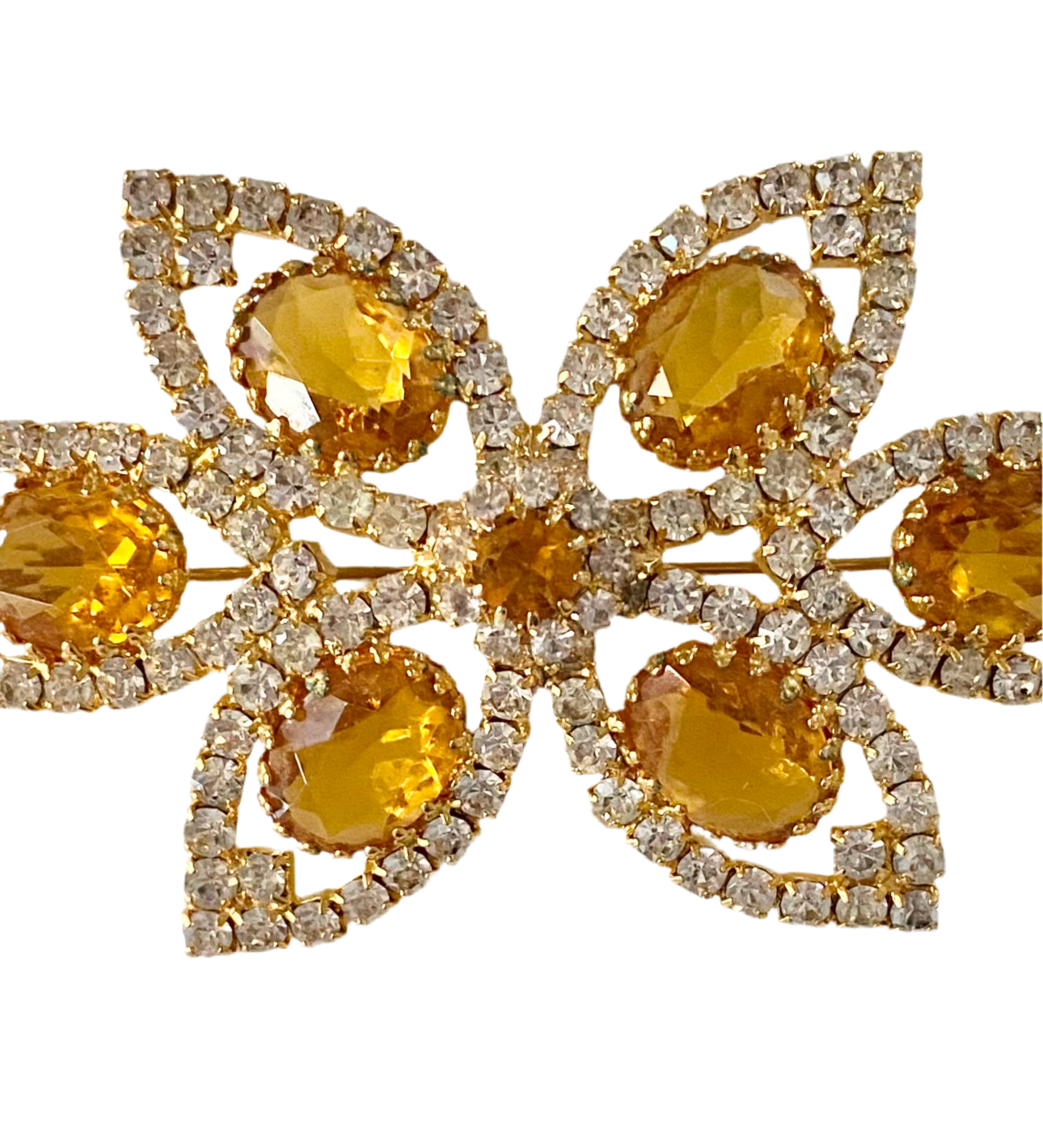 60s Citrine Rhinestone Brooch by Juliana