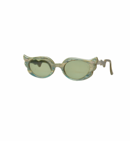 50s 60s Green Marbleized Cateye Sunglasses