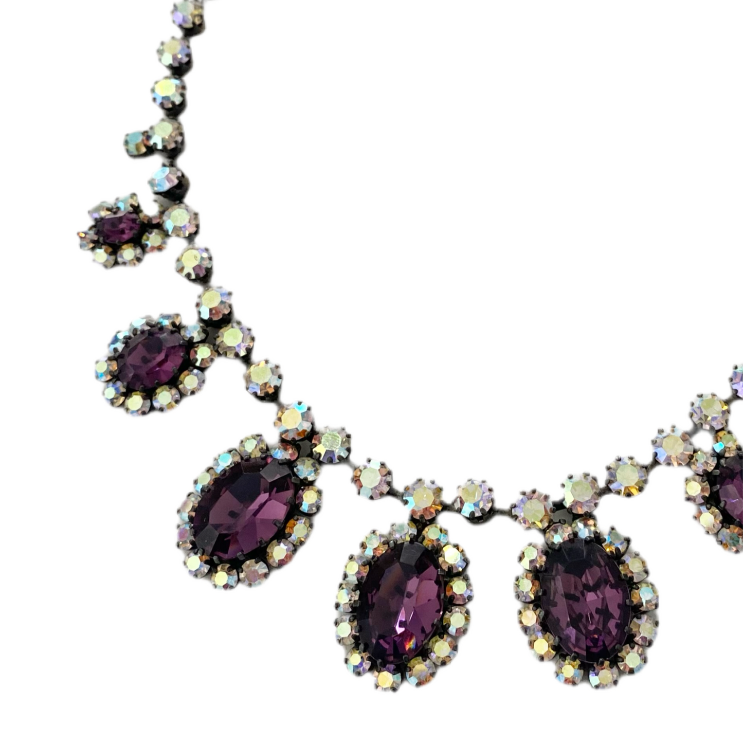 60s Purple Rhinestone Choker Aurora Borealis Austria