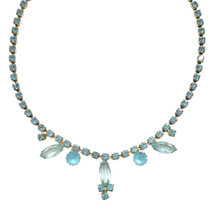 50s Ice Blue Rhinestone Choker Necklace