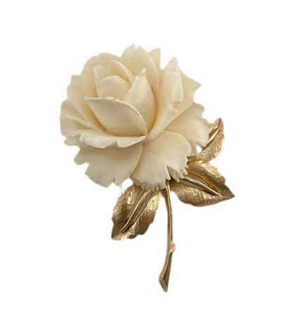 Faux Ivory Flower Brooch by Boucher