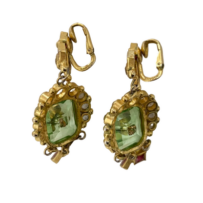 Glass Art Deco Earrings by Sandor