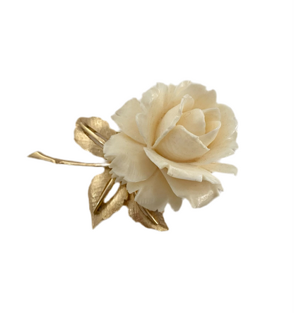 Faux Ivory Flower Brooch by Boucher