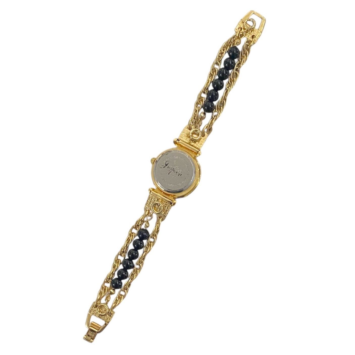 Gold-Tone Beaded Chain Link Bracelet Watch