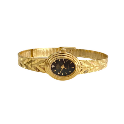 Dainty Gold-Tone Etched Band Watch