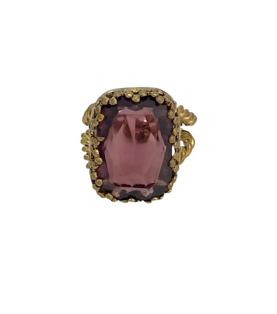 Victorian Revival Purple Glass Crystal Ring