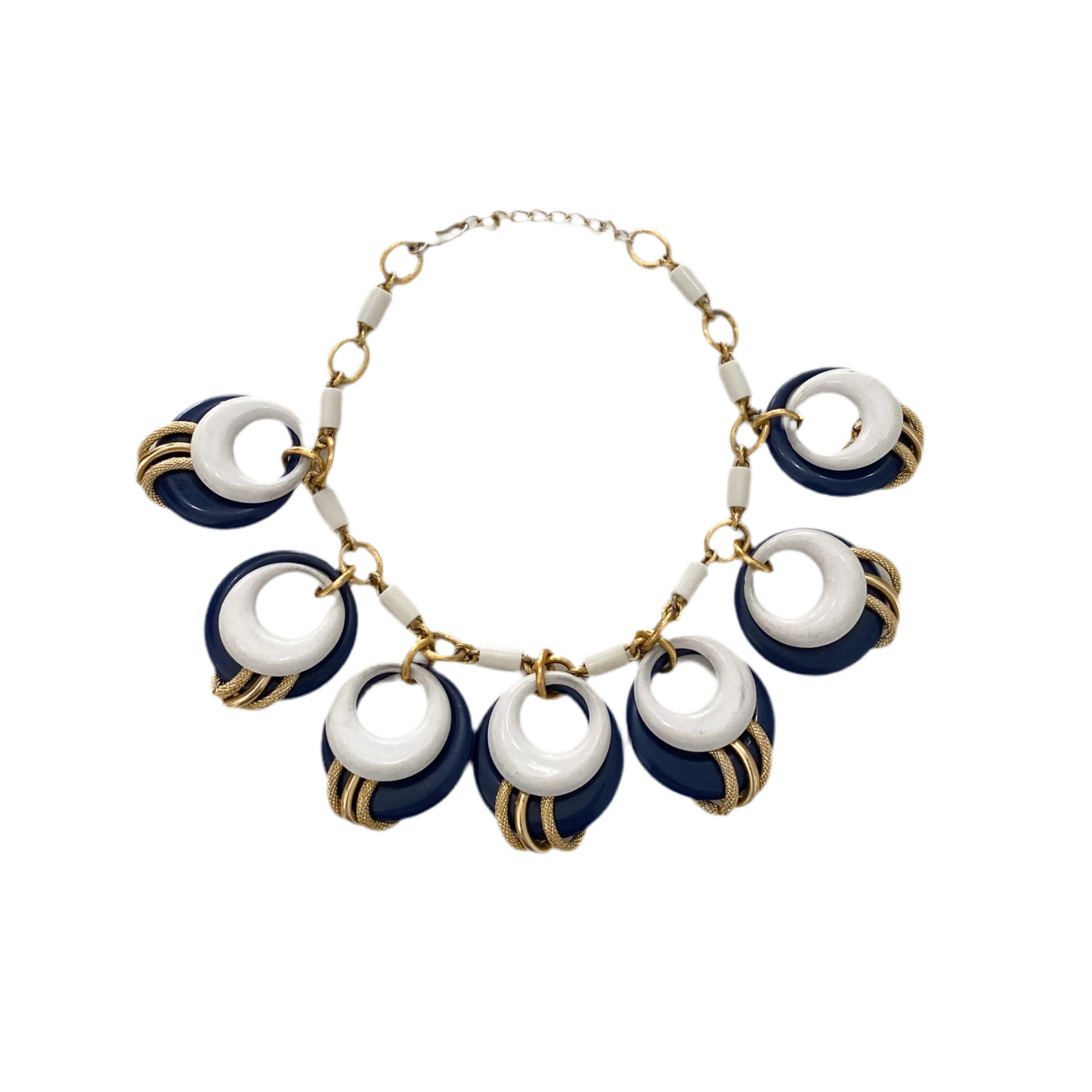 MOD 60s White & Blue Plastic Necklace