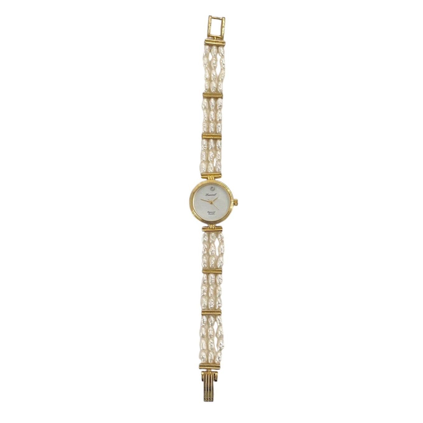 Natural Pearl Gold-Tone Ladies Bracelet Watch