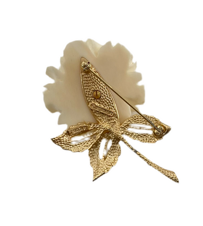 Faux Ivory Flower Brooch by Boucher