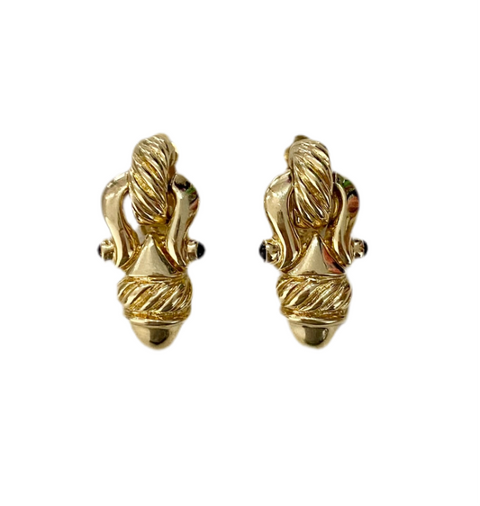 90s Gold Tone Byzantine Style Earrings