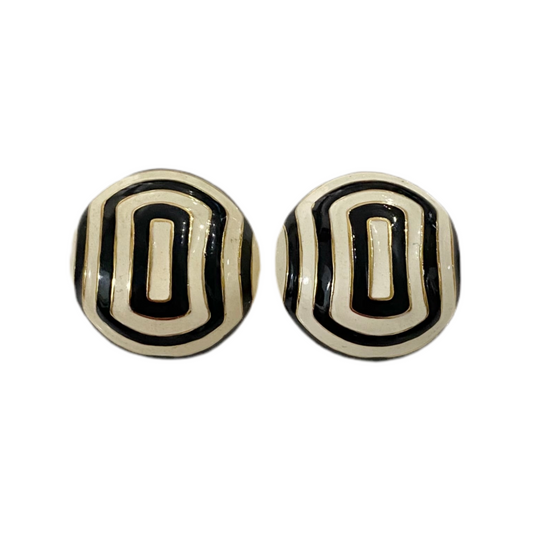 Black and White Enamel Earrings