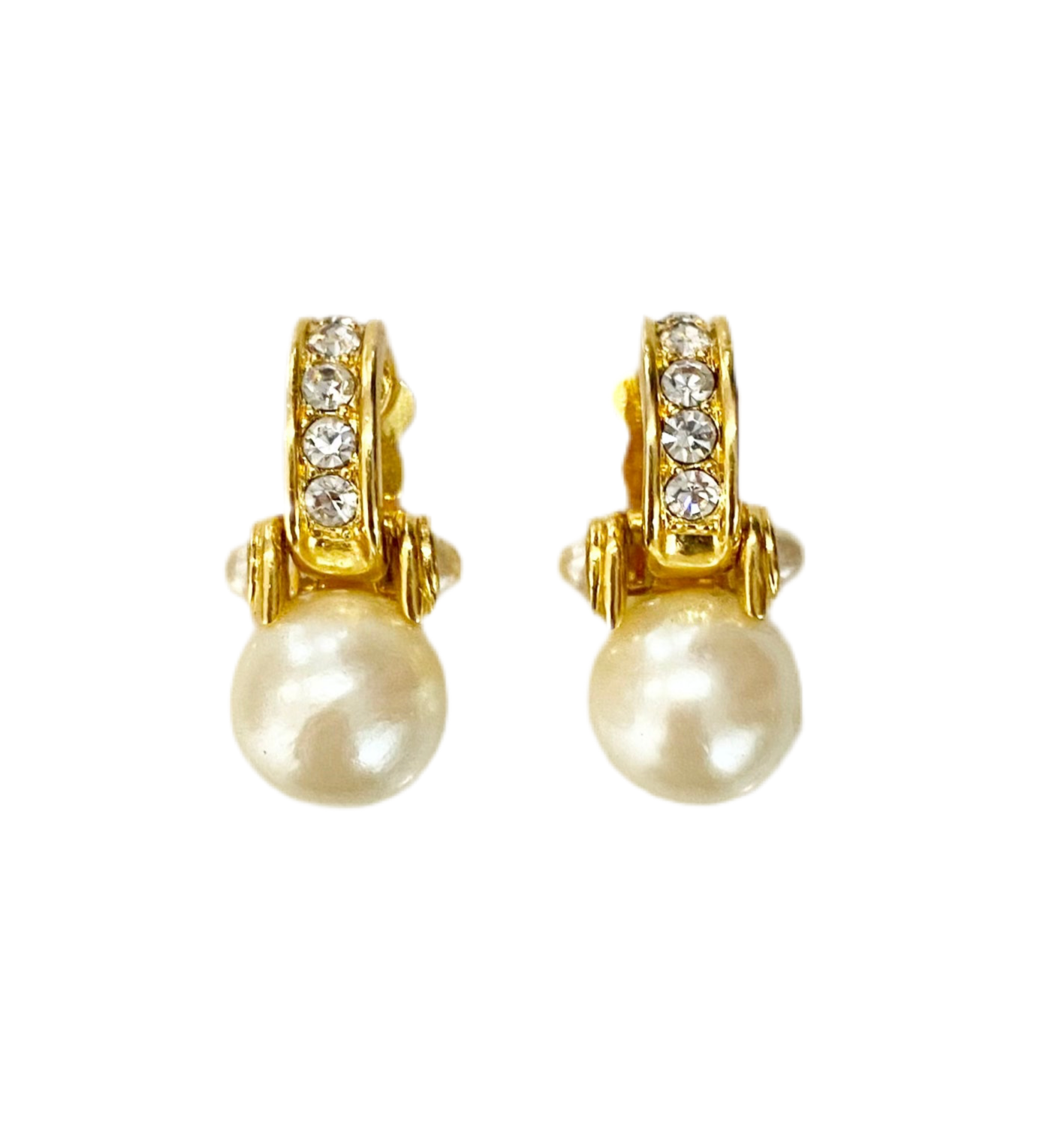 90s Pearl Rhinestone Drop Earrings