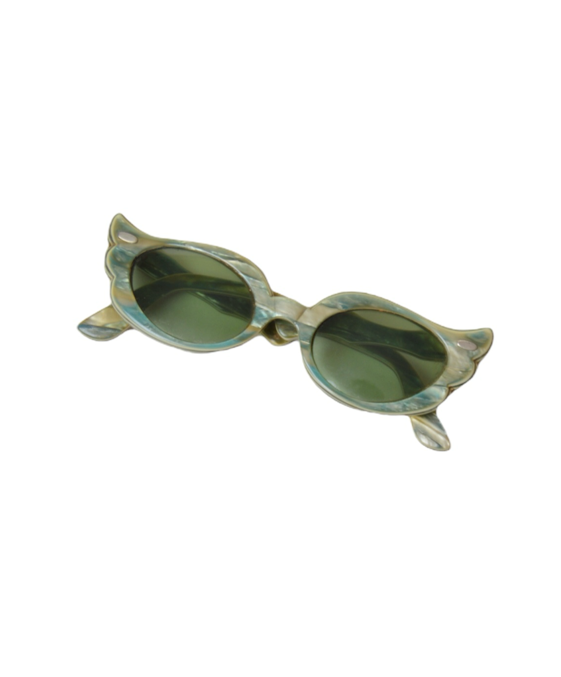 50s 60s Green Marbleized Cateye Sunglasses