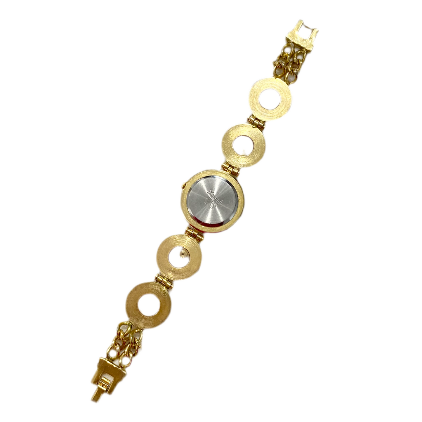 Gold-Tone Pink MOP Floating Rhinestone Watch