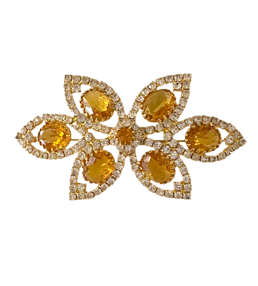 60s Citrine Rhinestone Brooch by Juliana