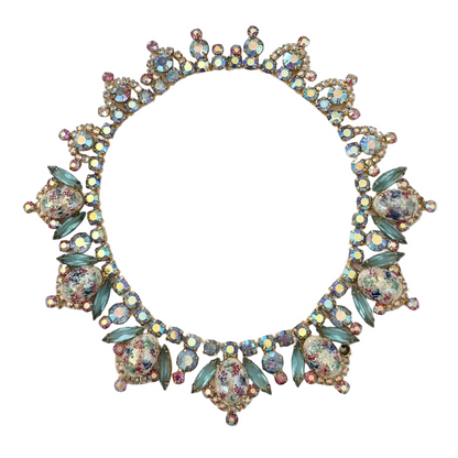 Vintage Ice Blue Easter Egg Cab Statement Necklace by Juliana