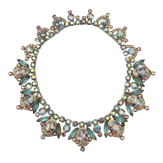 Vintage Ice Blue Easter Egg Cab Statement Necklace by Juliana