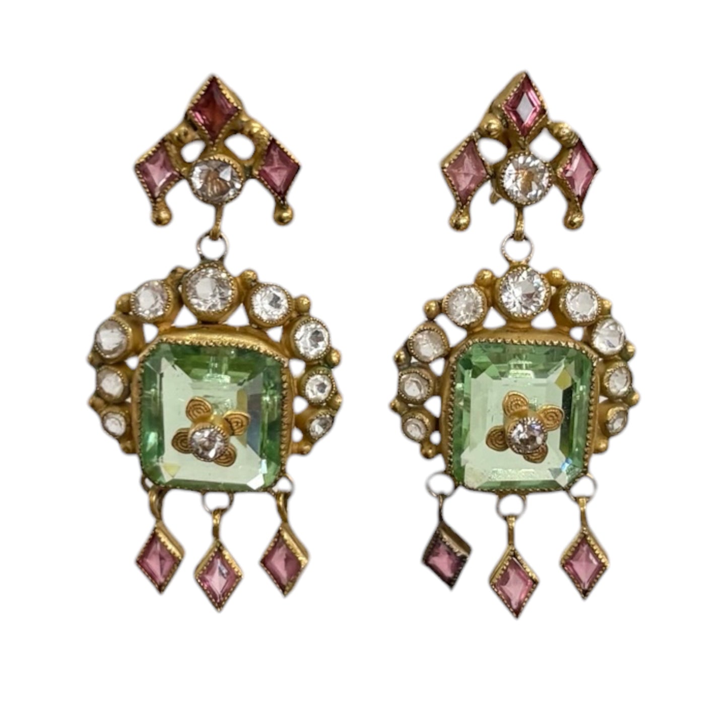 Glass Art Deco Earrings by Sandor