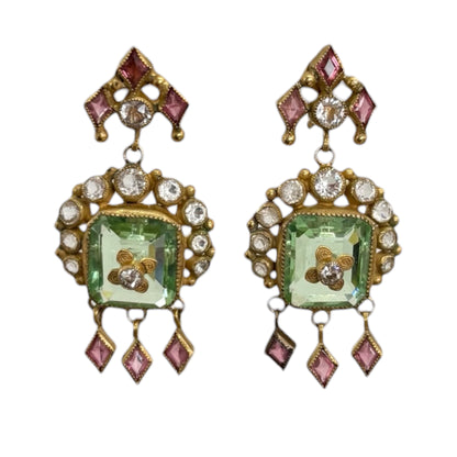 Glass Art Deco Earrings by Sandor